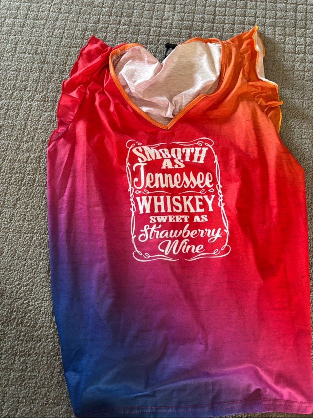 Gradient Strawberry Wine Graphic Tank - Red Orange Blue